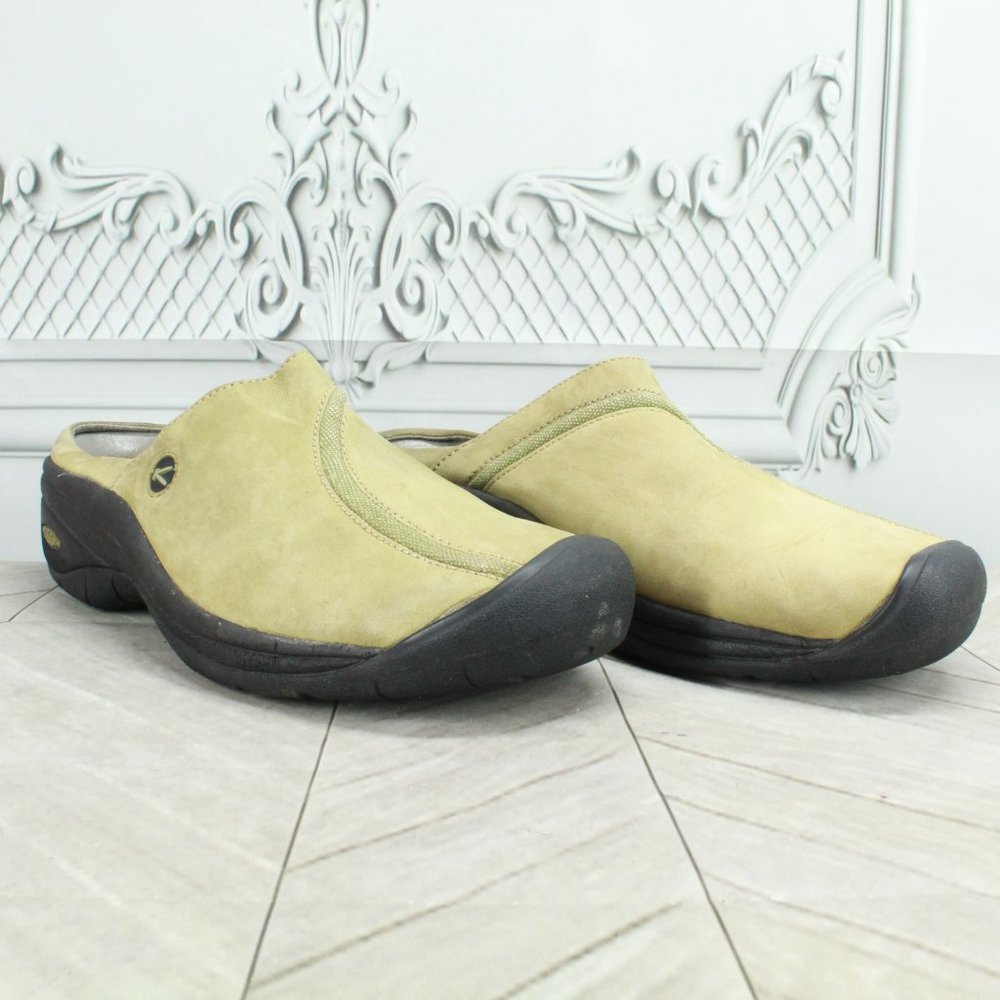Keen XT Green Leather Slip On Round Toe Casual Mules Clogs Shoes Size 10 - Picture 3 of 9